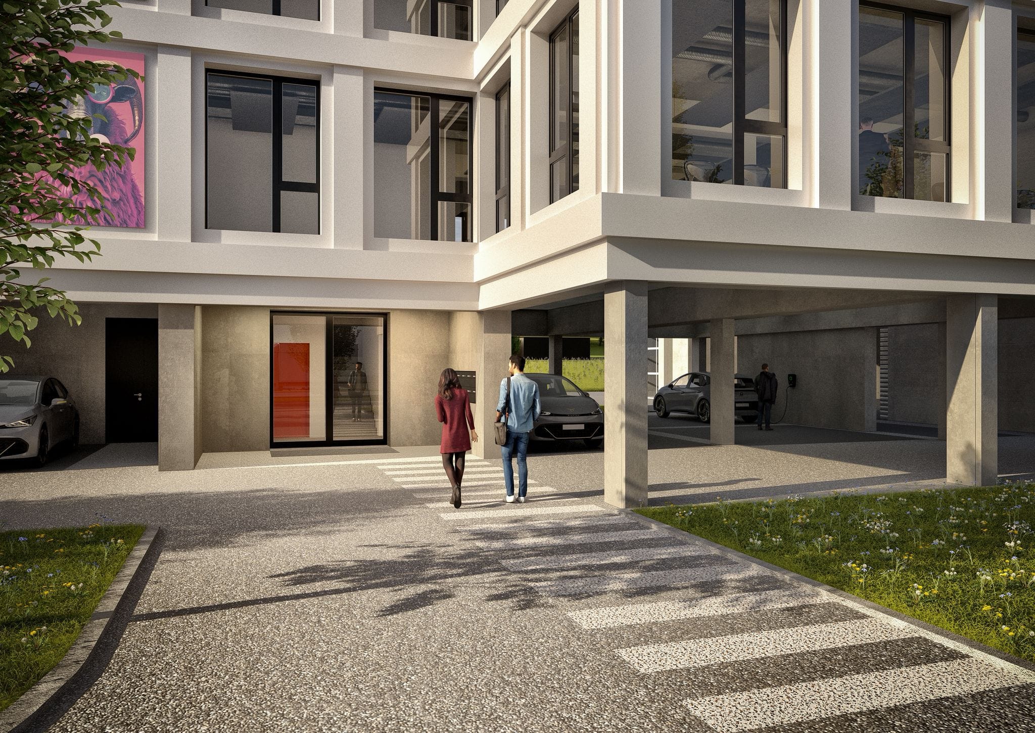 Visualisierung eines Kreativ-Büros Visualisierung Haus Ahorn Eingangsbereich